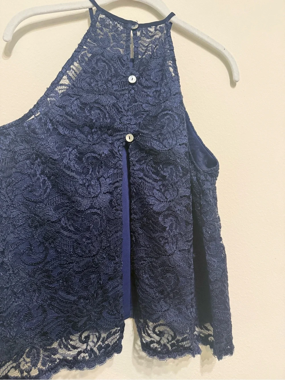 Show Me Your MuMu Navy Crochet Halter Tank